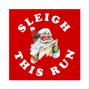 Christmas Running Sleigh This Run Runner Vintage Santa Posters and Art